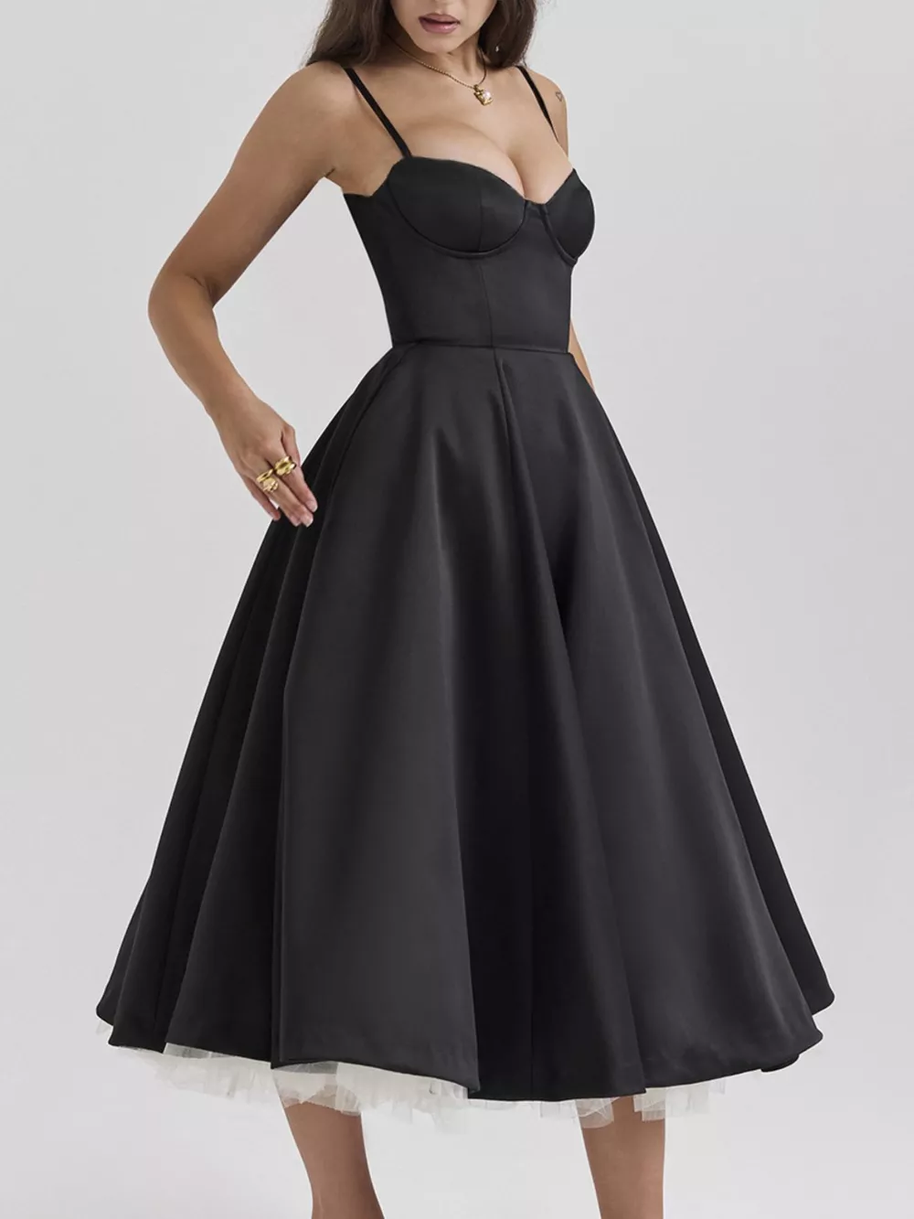 Sweetheart Neck A-Line Midi Dress, image 8