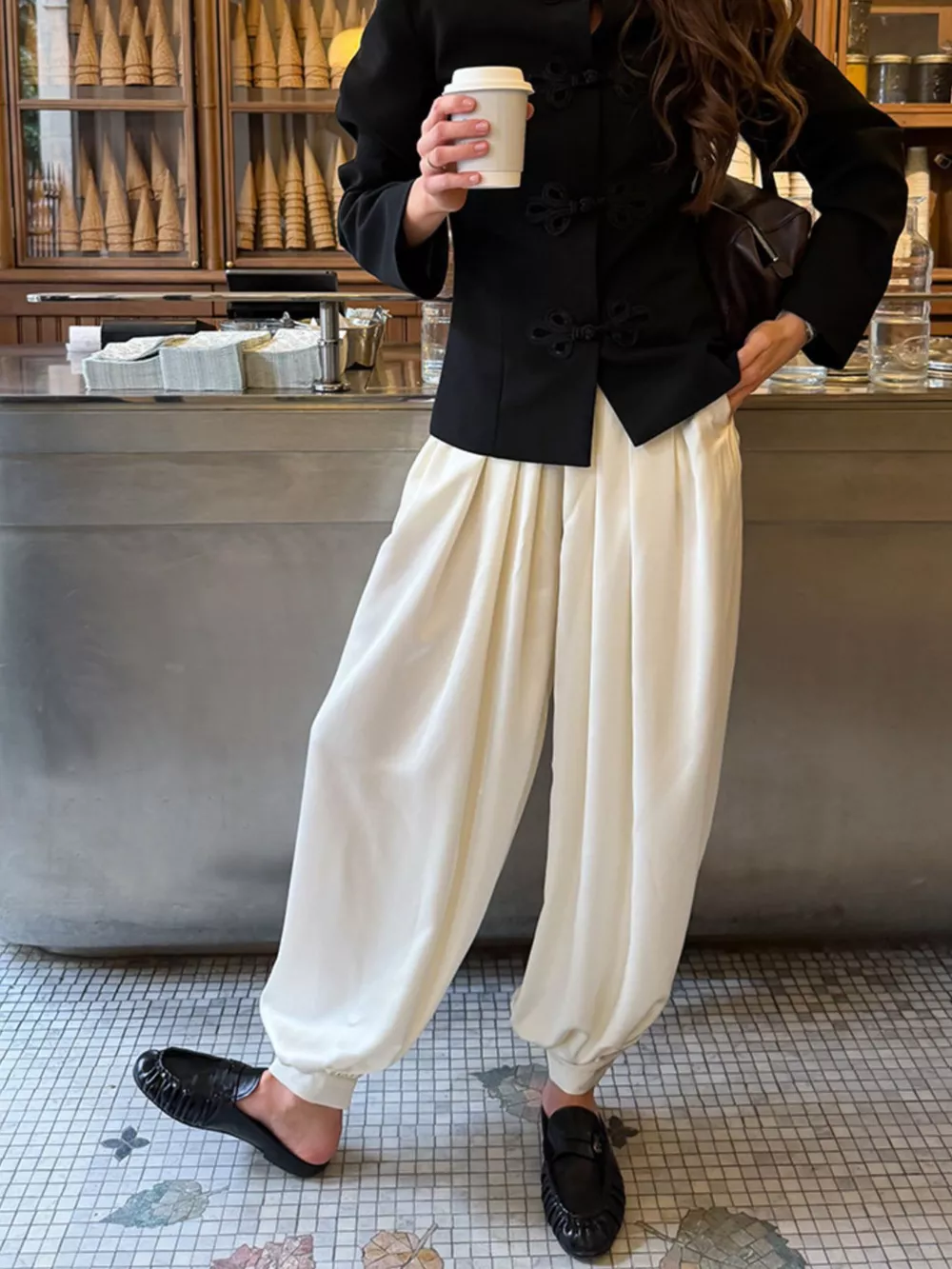 High-Waisted Satin Balloon Pants, image 2