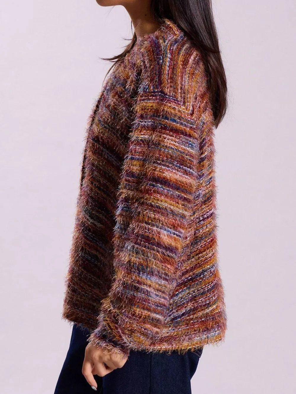 Textured Knit Button-Down Cardigan, image 3