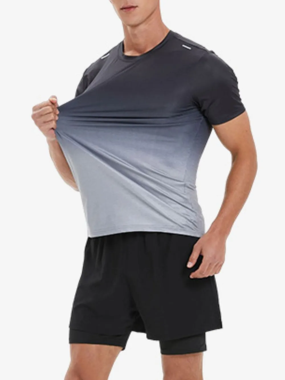 Men's Plus Size Gradient Round Neck Short Sleeve Active T-Shirt, image 2
