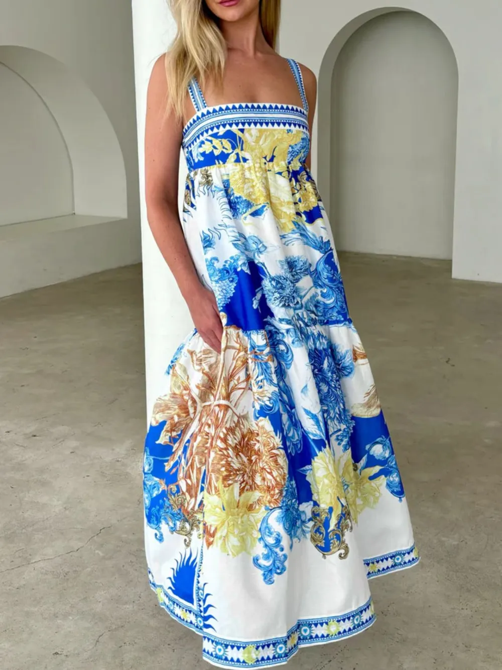 Pocketed Printed Sleeveless Cami Dress, image 3