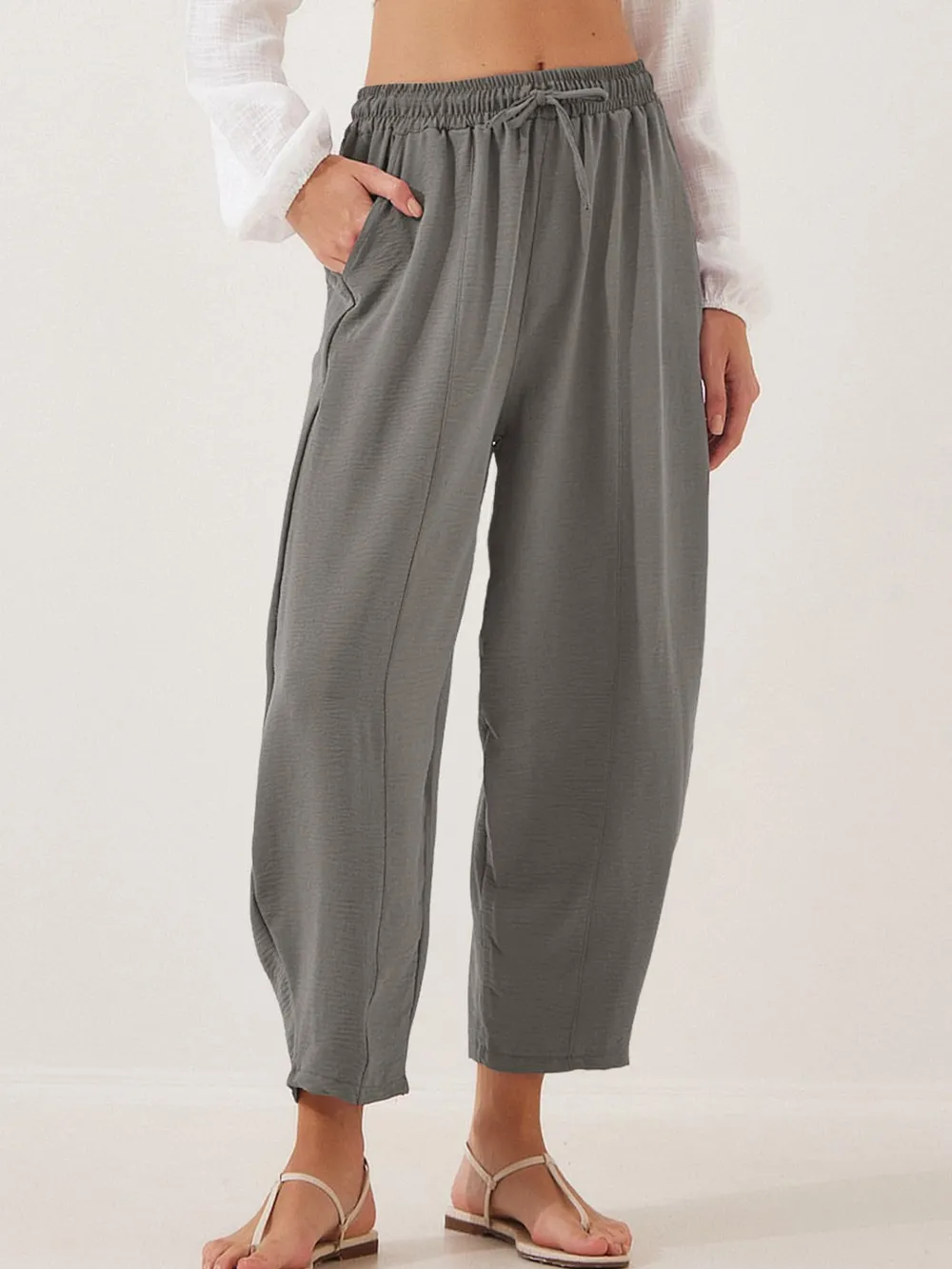 Full Size Drawstring Cropped Jogger Pants Plus Size, image 8