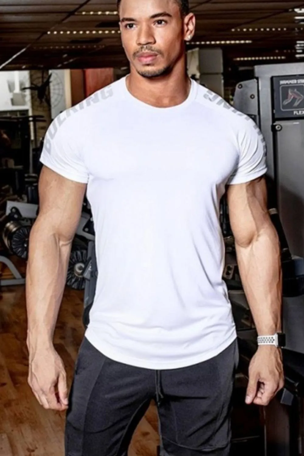Men's Plus Size Letter Round Neck Short Sleeve T-Shirt, image 2