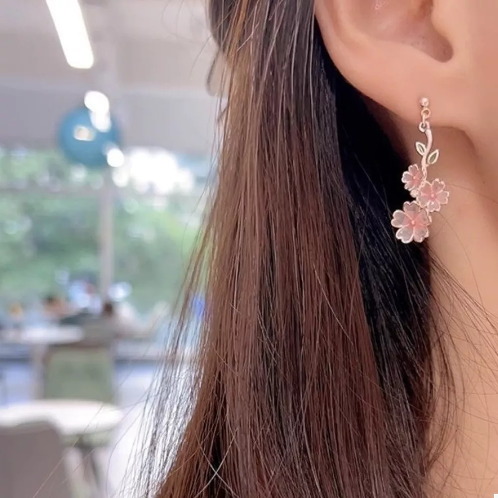 Asymmetrical Flower Drop Earrings, image 2