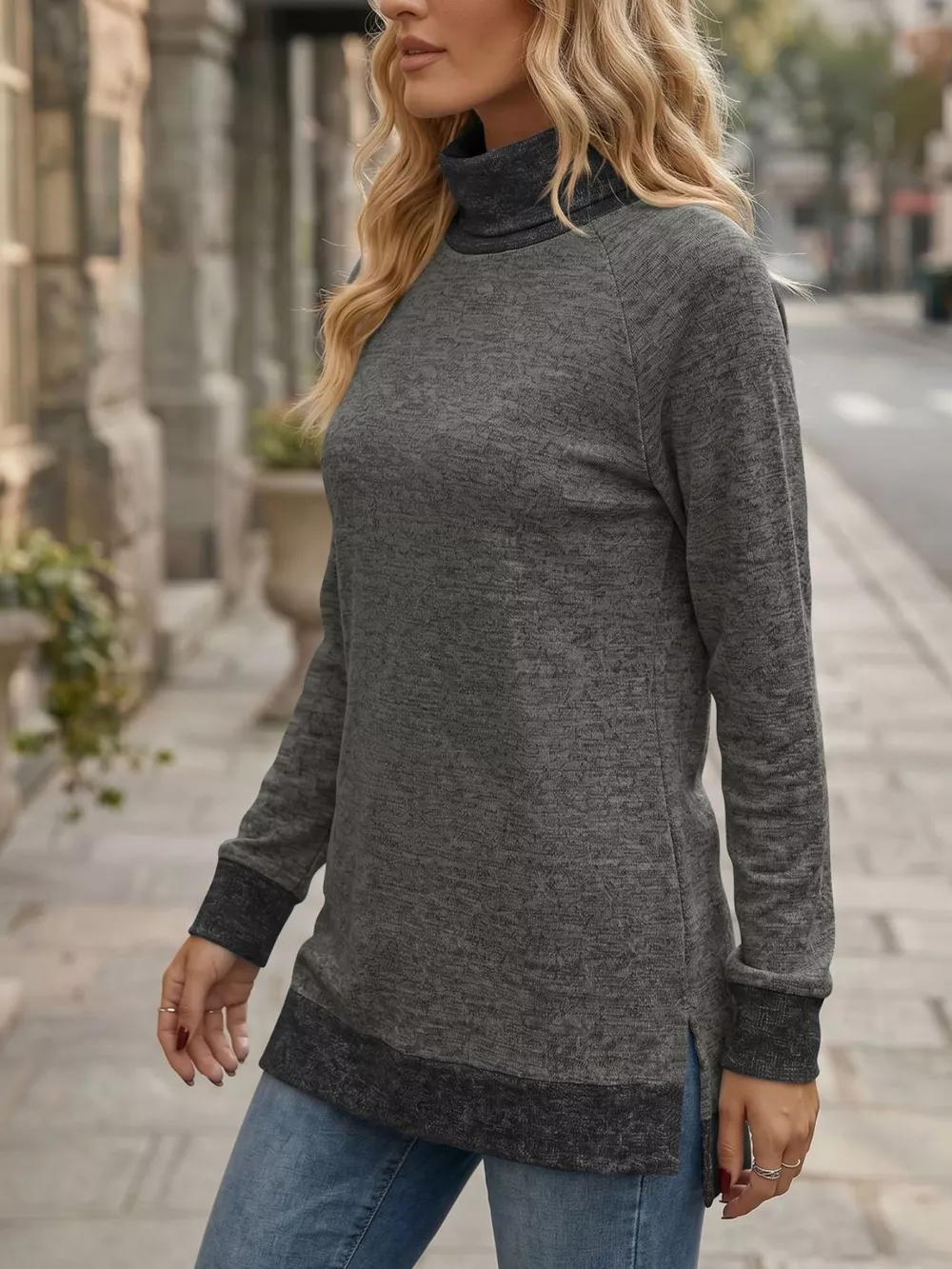Turtleneck Raglan Sleeve T-Shirt, image 17