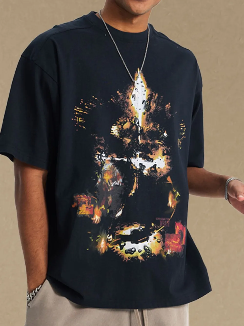 Men's Graphic Round Neck Half Sleeve T-Shirt, image 3