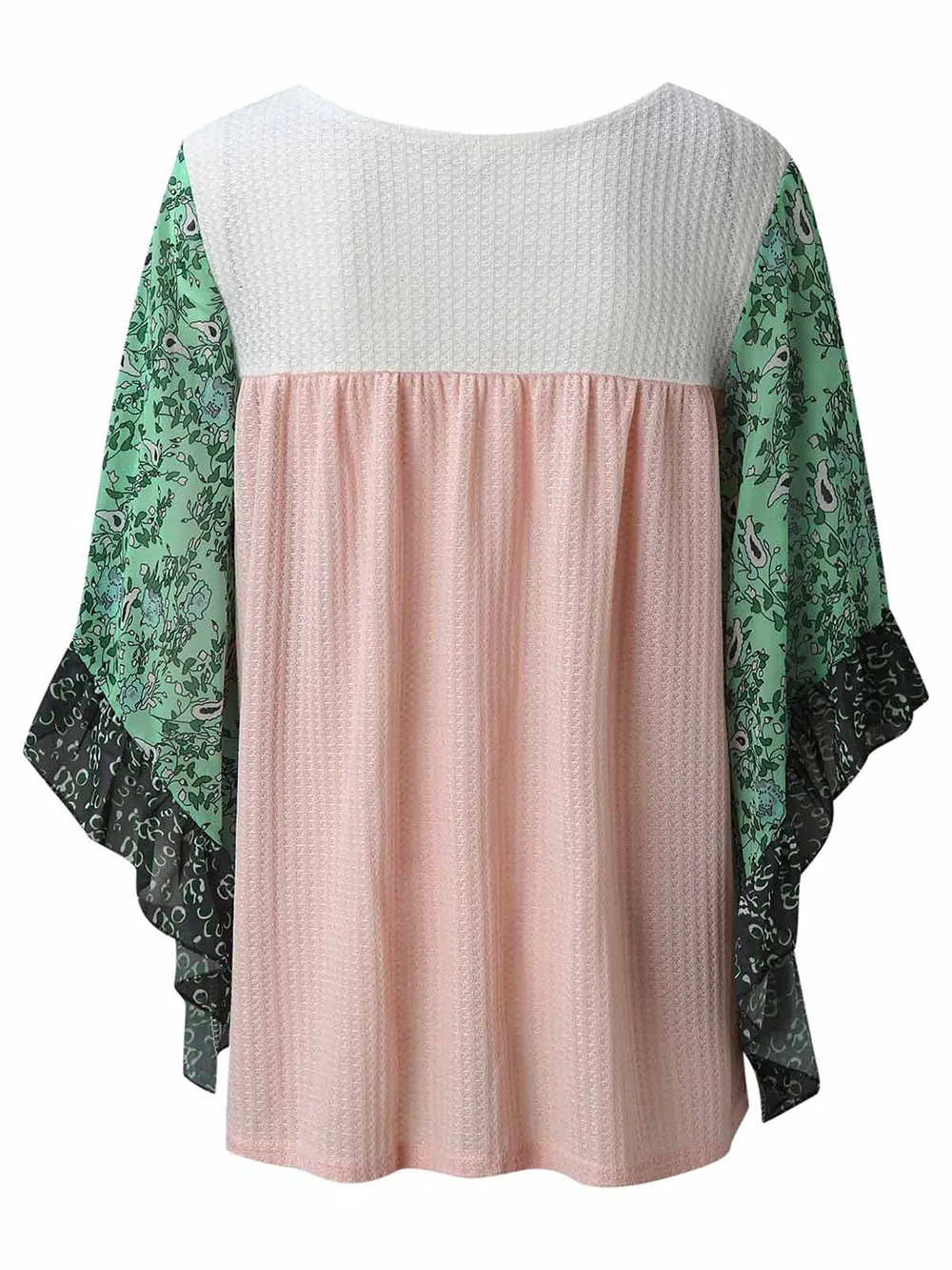 Full Size Printed Round Neck Three-Quarter Sleeve Blouse, image 7