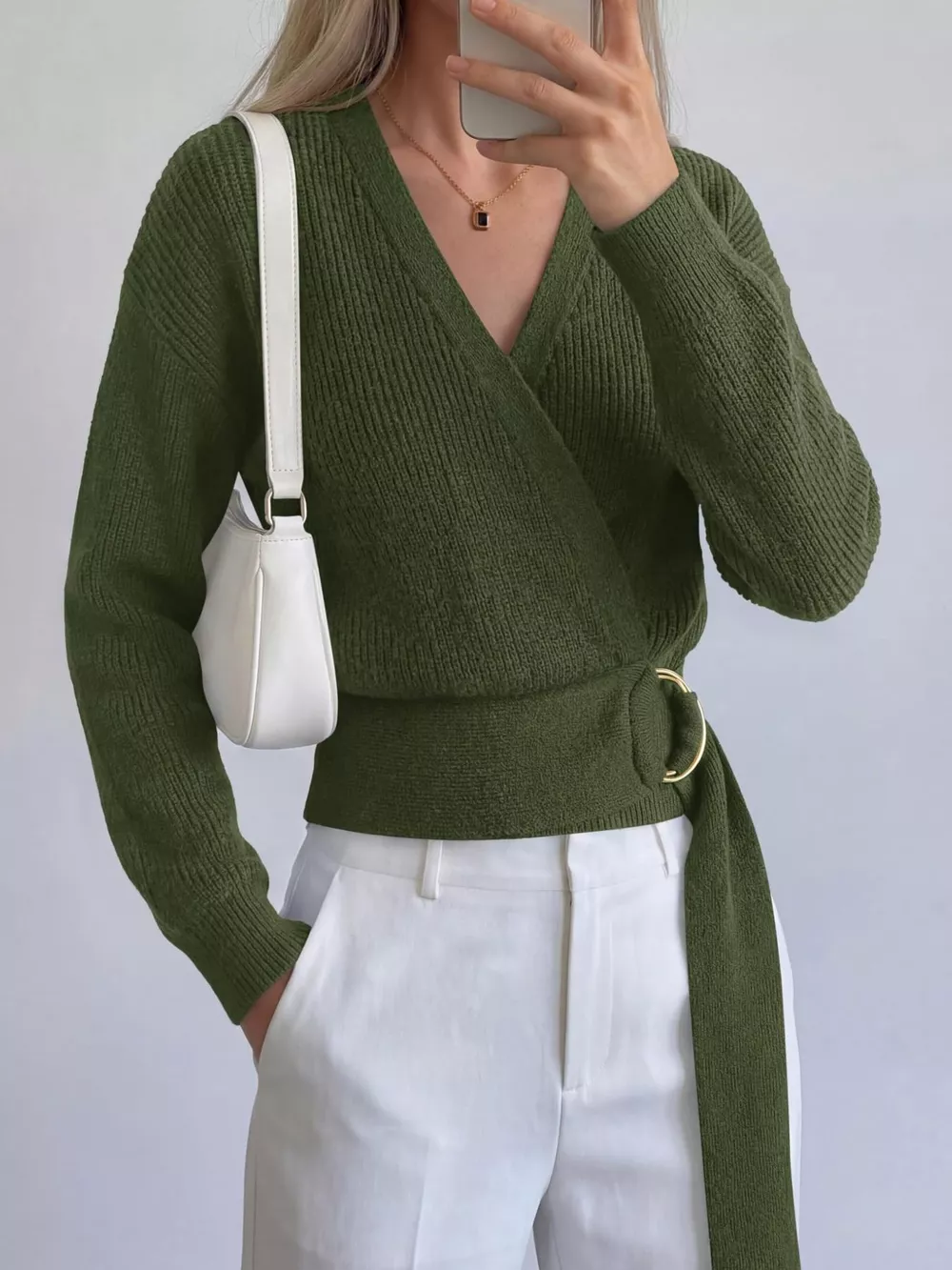 Metal Ring Detail Dropped Shoulder Sweater