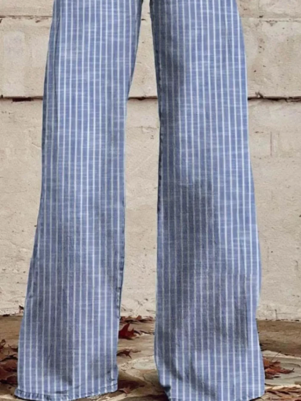 Striped High-Waisted Wide Leg Jeans, image 8