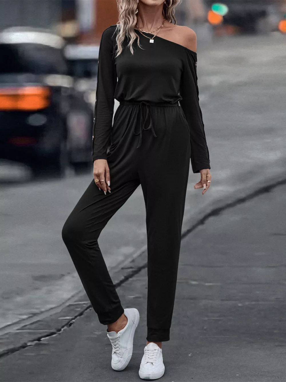 One Shoulder Long Sleeve Jumpsuit, image 3