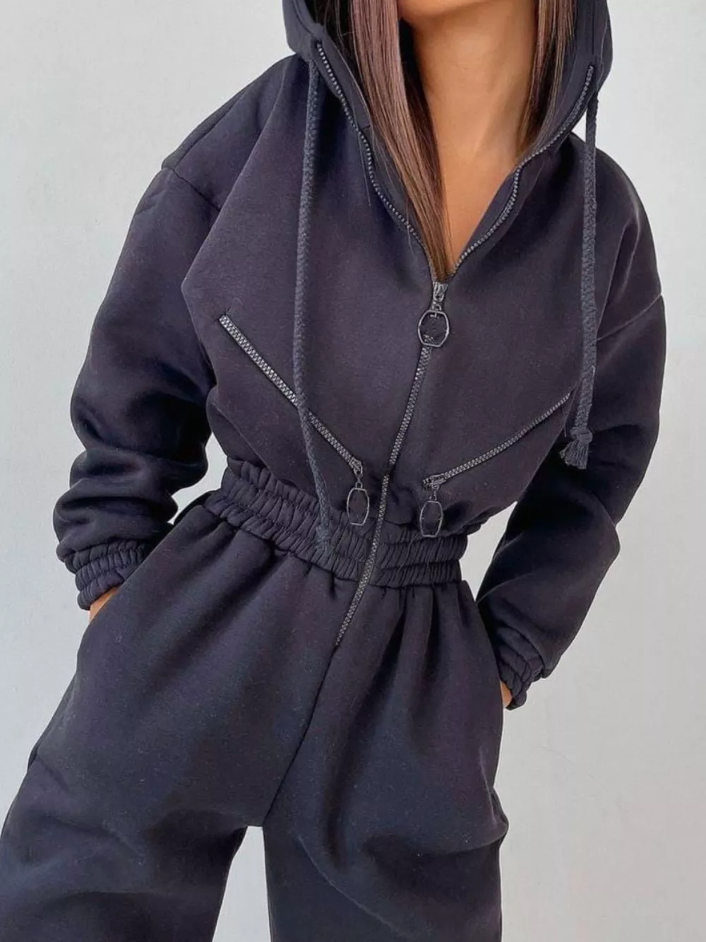 Hooded Zip-Up Long Sleeve Jumpsuit, image 14