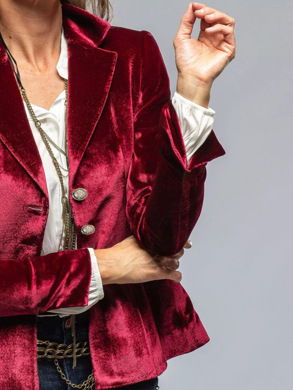 Velvet Lapel Collar Button Up Blazer, image 12