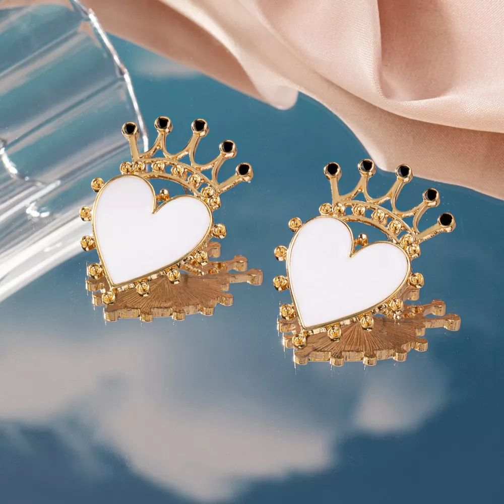 Crown Heart Stud Earrings, image 7