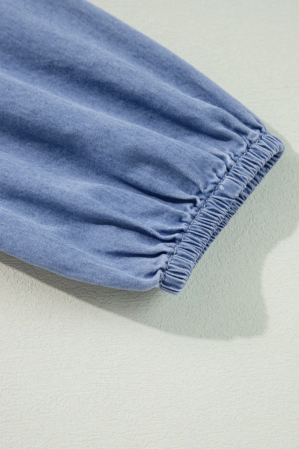 Tied Plunge Three-Quarter Sleeve Denim Dress, image 3