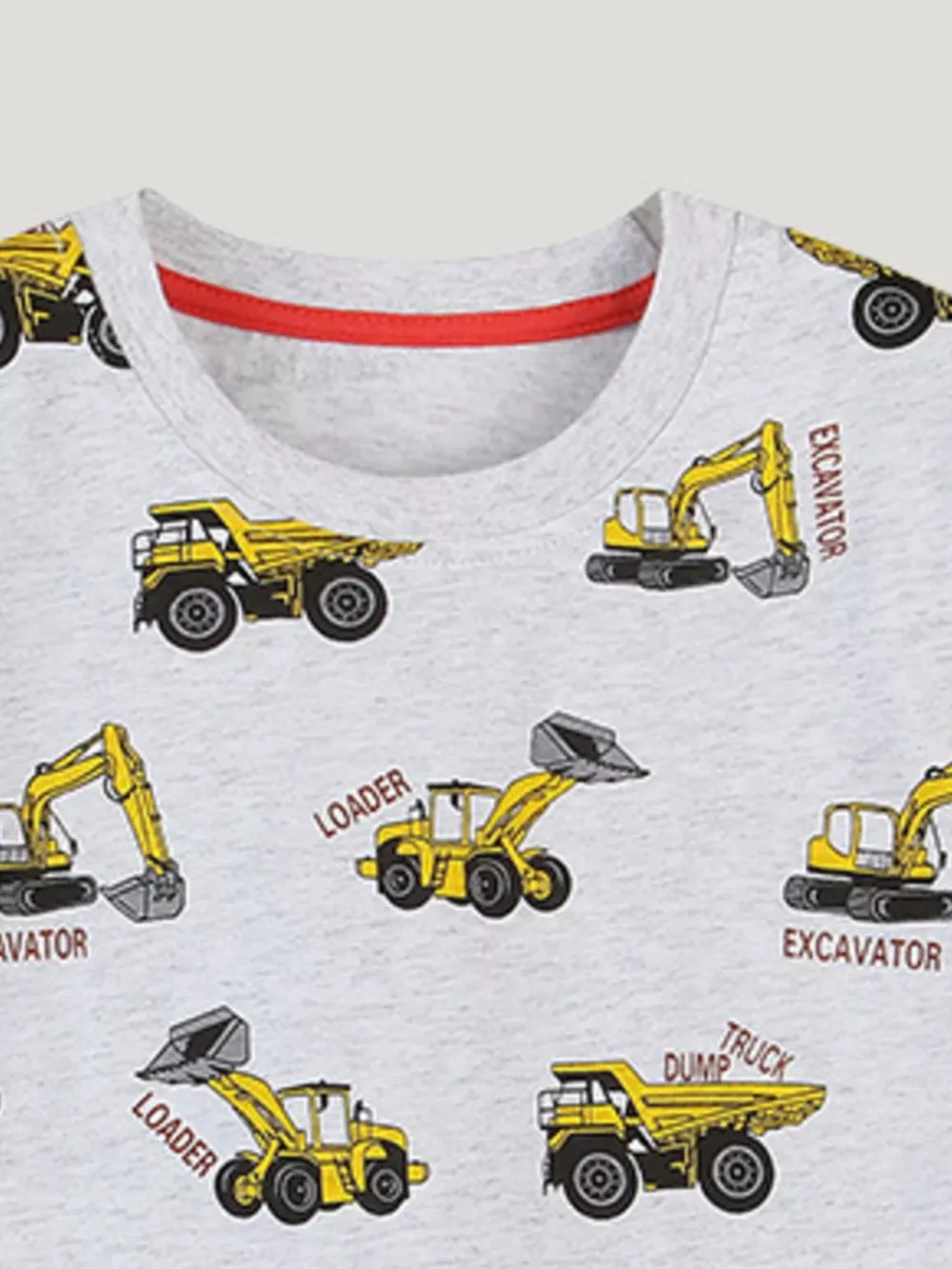 Children's Construction Vehicle Print Crew Neck Short Sleeve T-Shirt, image 3