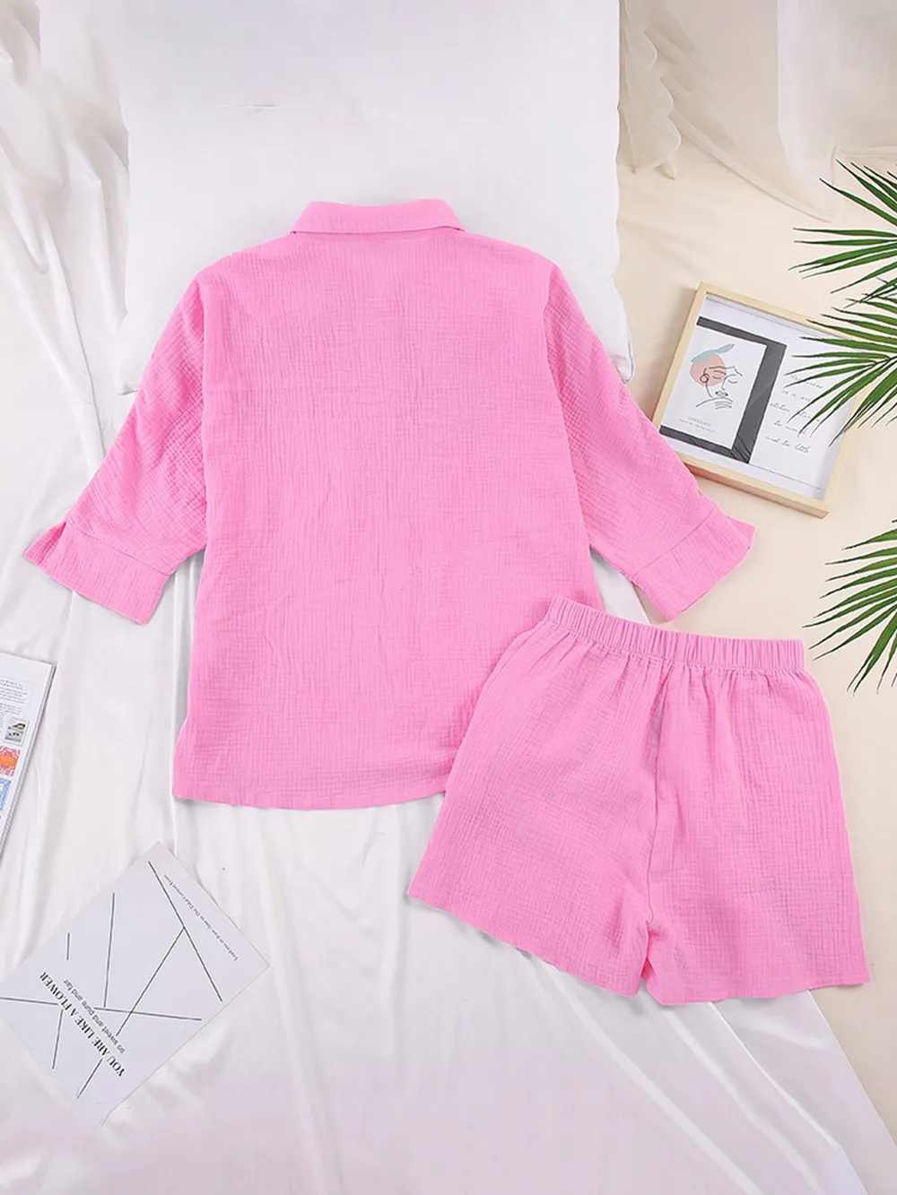 Texture Button Up Shirt and Shorts Set, image 21