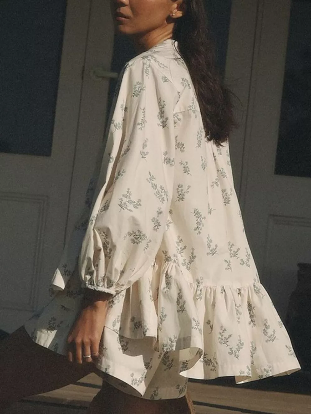 Floral Print Balloon Sleeve Top and Shorts Set, image 5