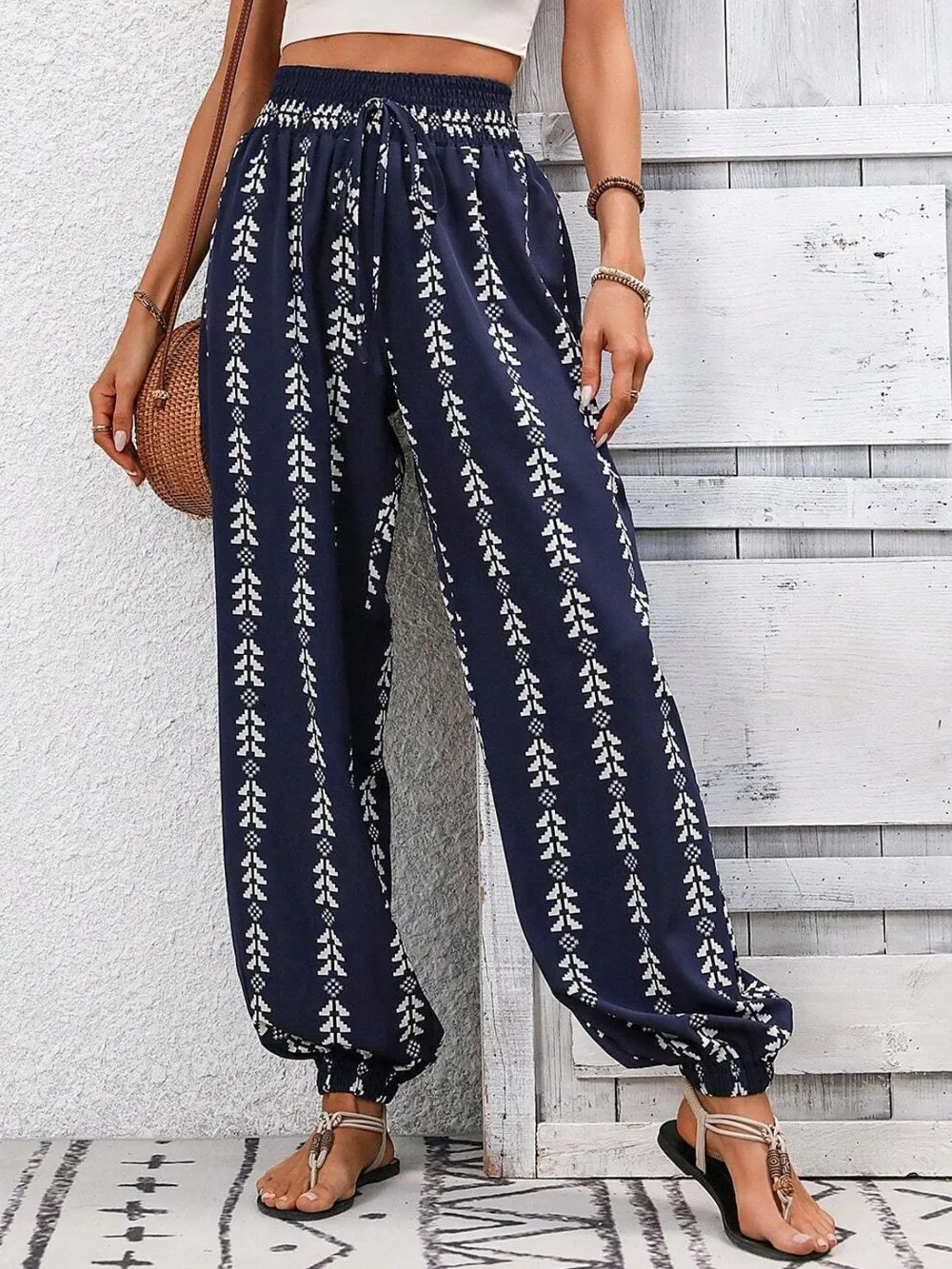 Tied Printed High Waist Pants, image 5
