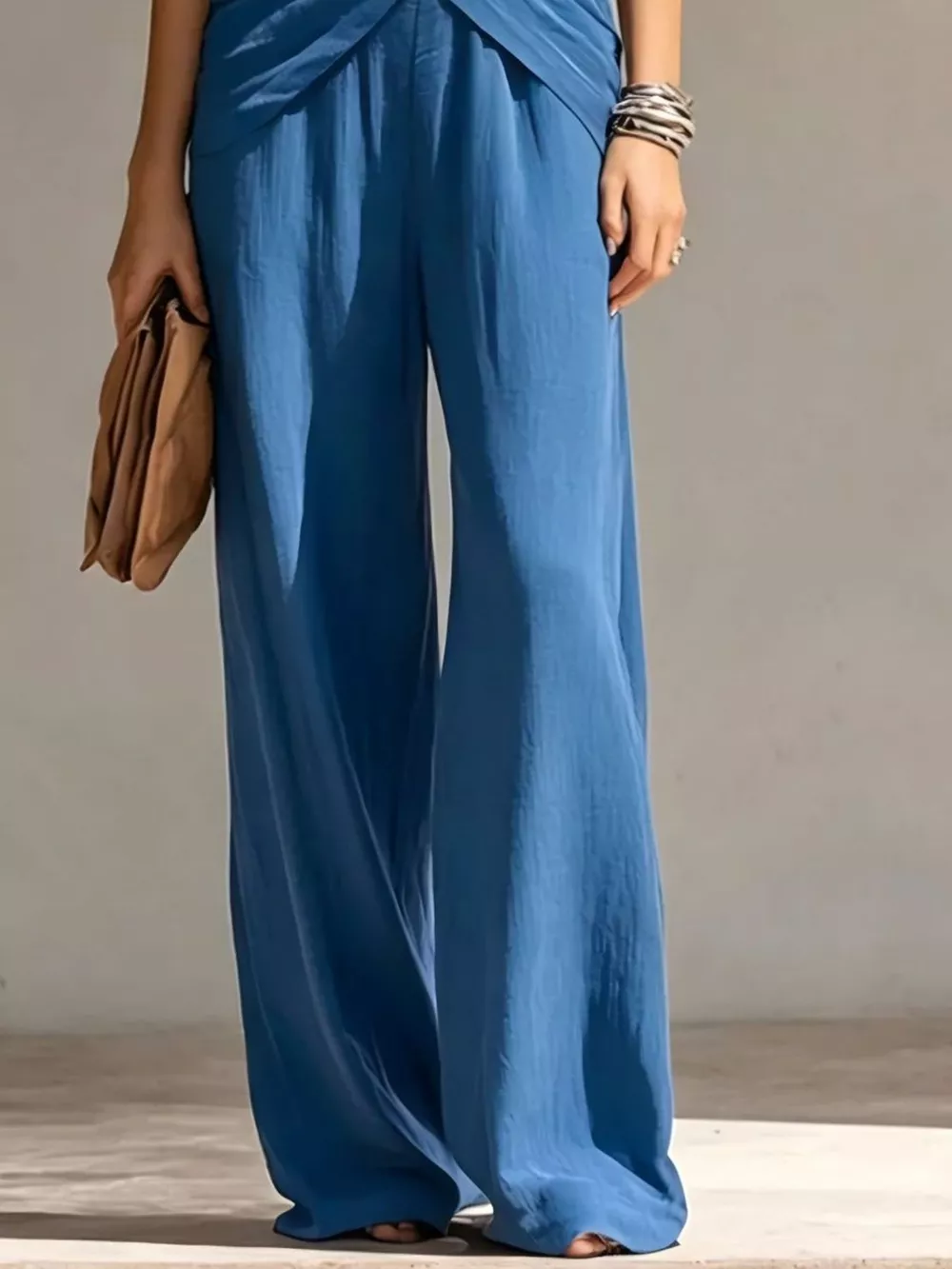 Full Size Zipper Front Tank and Wide-Leg Pants Set Plus Size, image 10