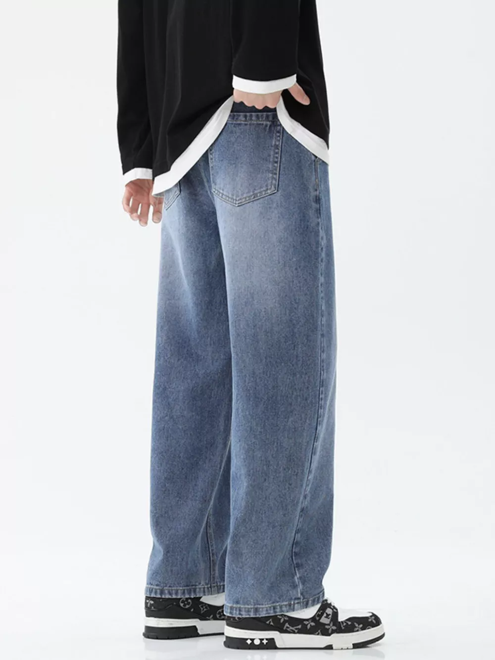 Men's Full Size Drawstring Wide Leg Jeans Plus Size, image 3