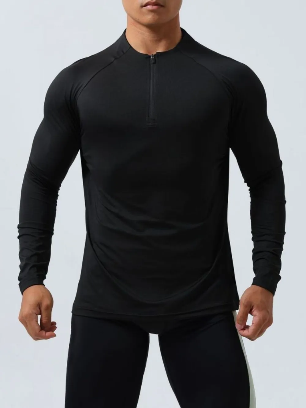 Men's Plus Size Quarter Zip Long Sleeve Top, image 5