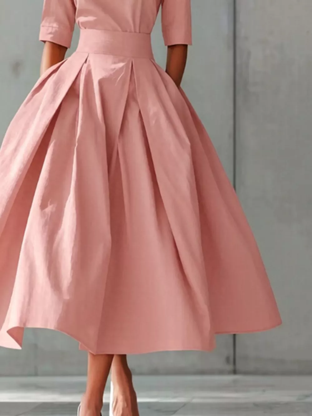 Round Neck A-Line Midi Dress, image 6