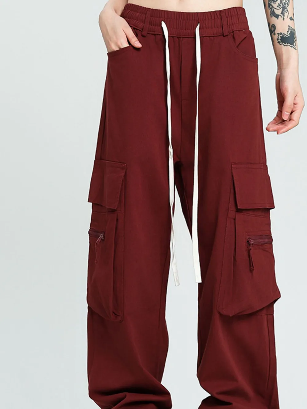 Men's Drawstring Wide Leg Cargo Pants, image 2