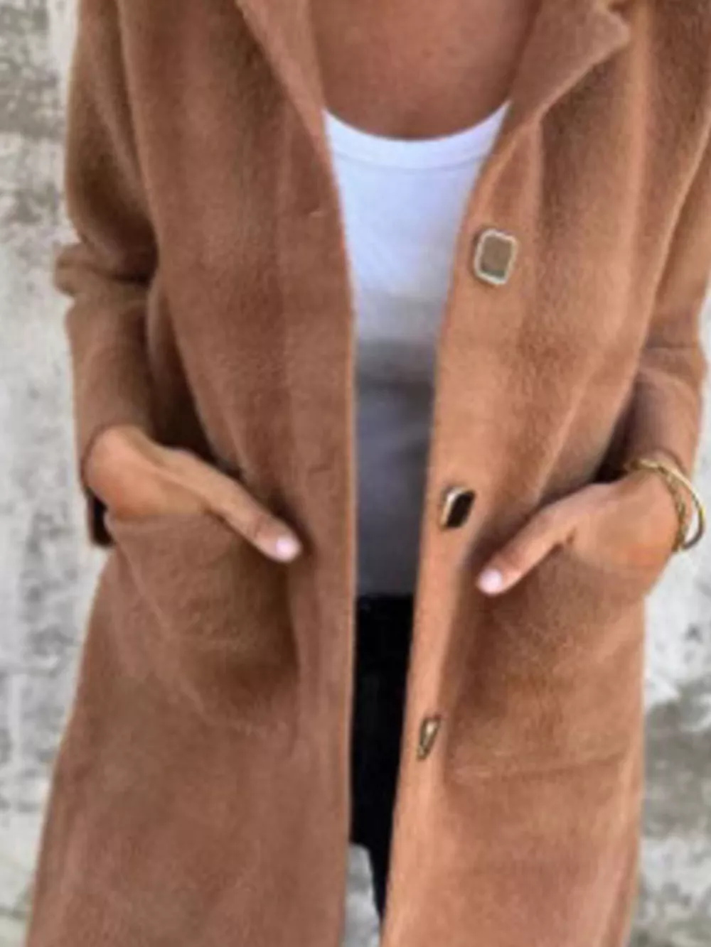Full Size Button-Down Long Sleeve Longline Coat Plus Size, image 11