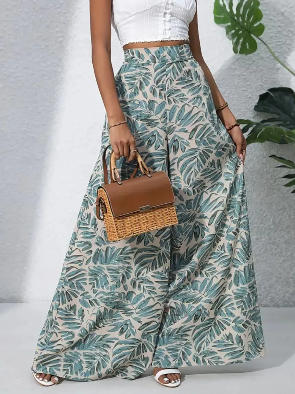 Printed High Waist Wide Leg Pants, image 7
