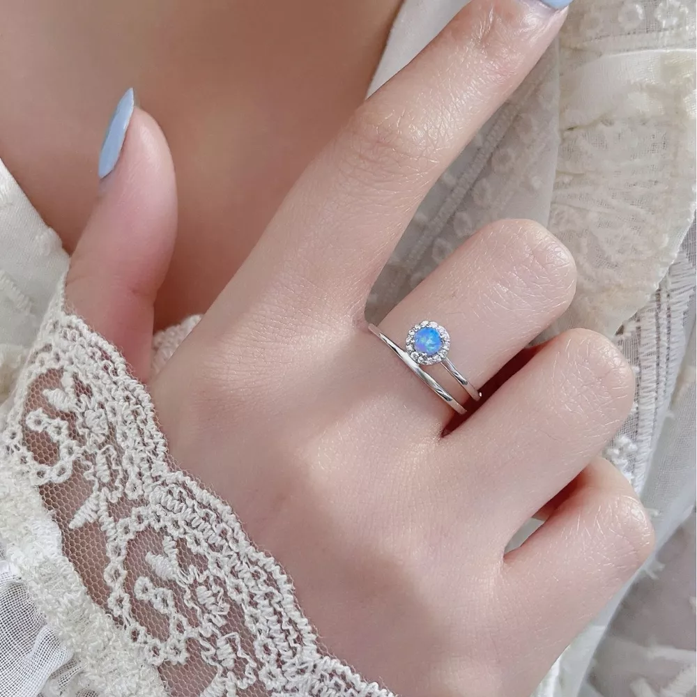 925 Sterling Silver Opal Ring, image 4