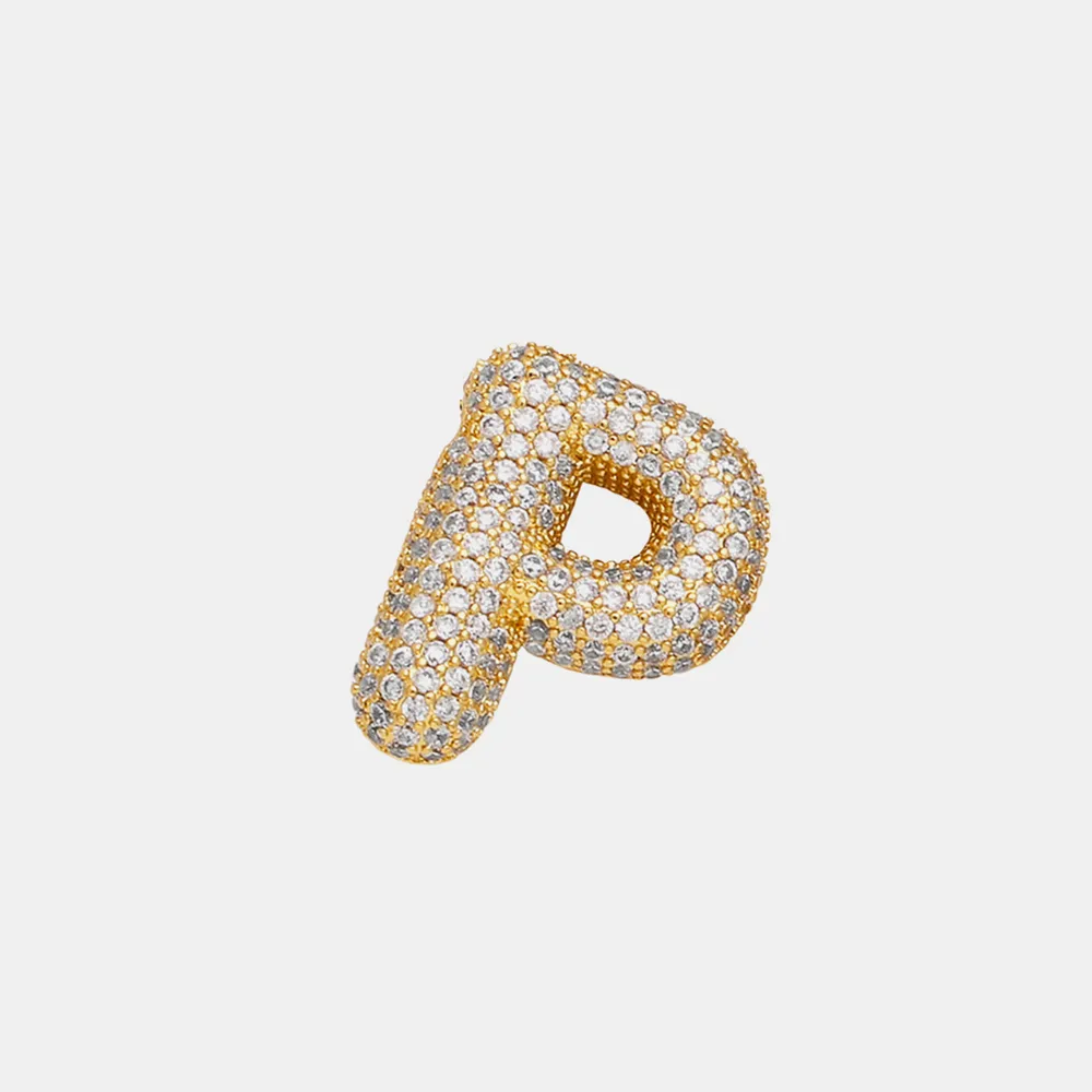 Inlaid Zircon Bubble Initial Necklace, image 7