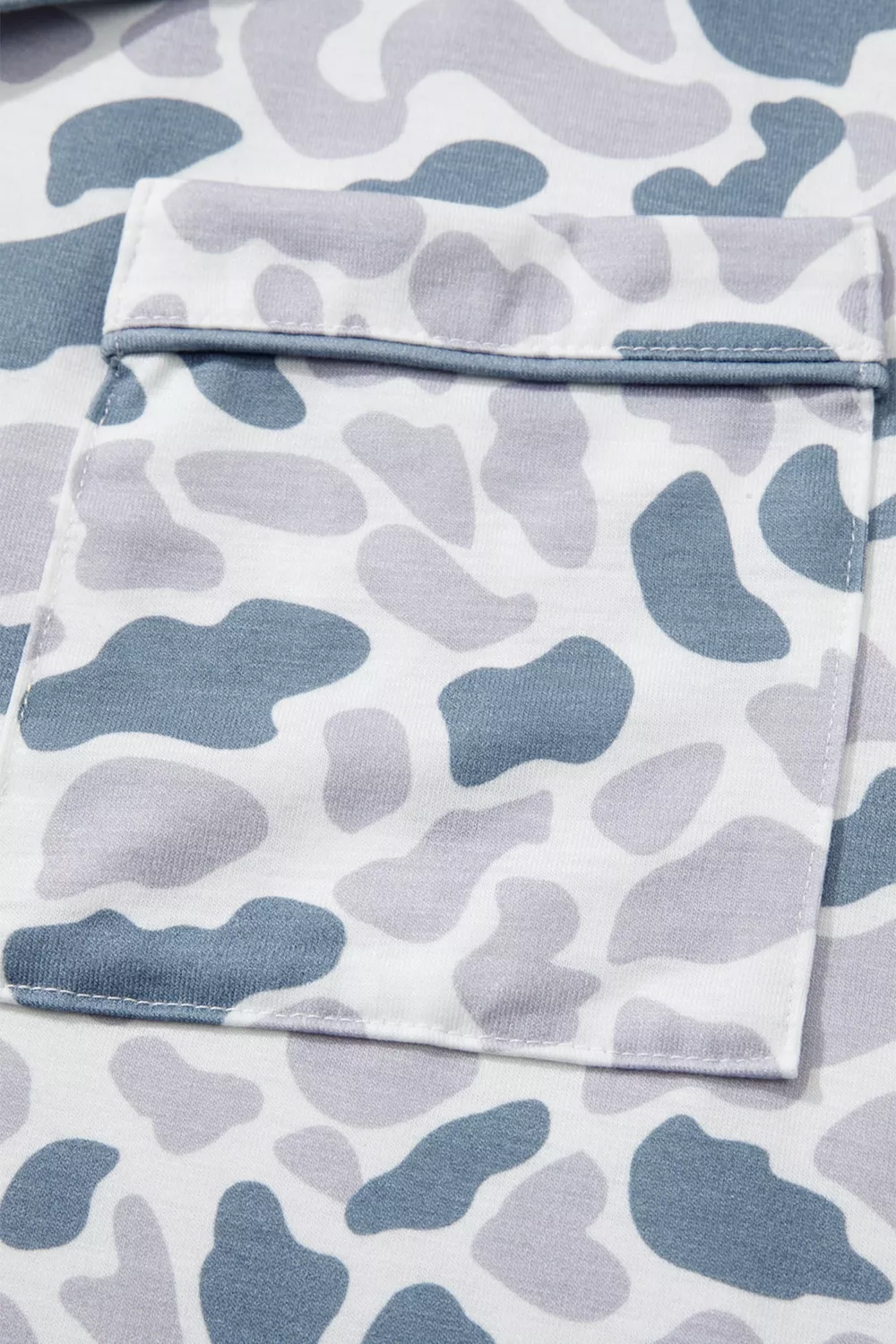Camouflage Print Lapel Shirt Drawstring 2pcs Short Pajama Set, image 12