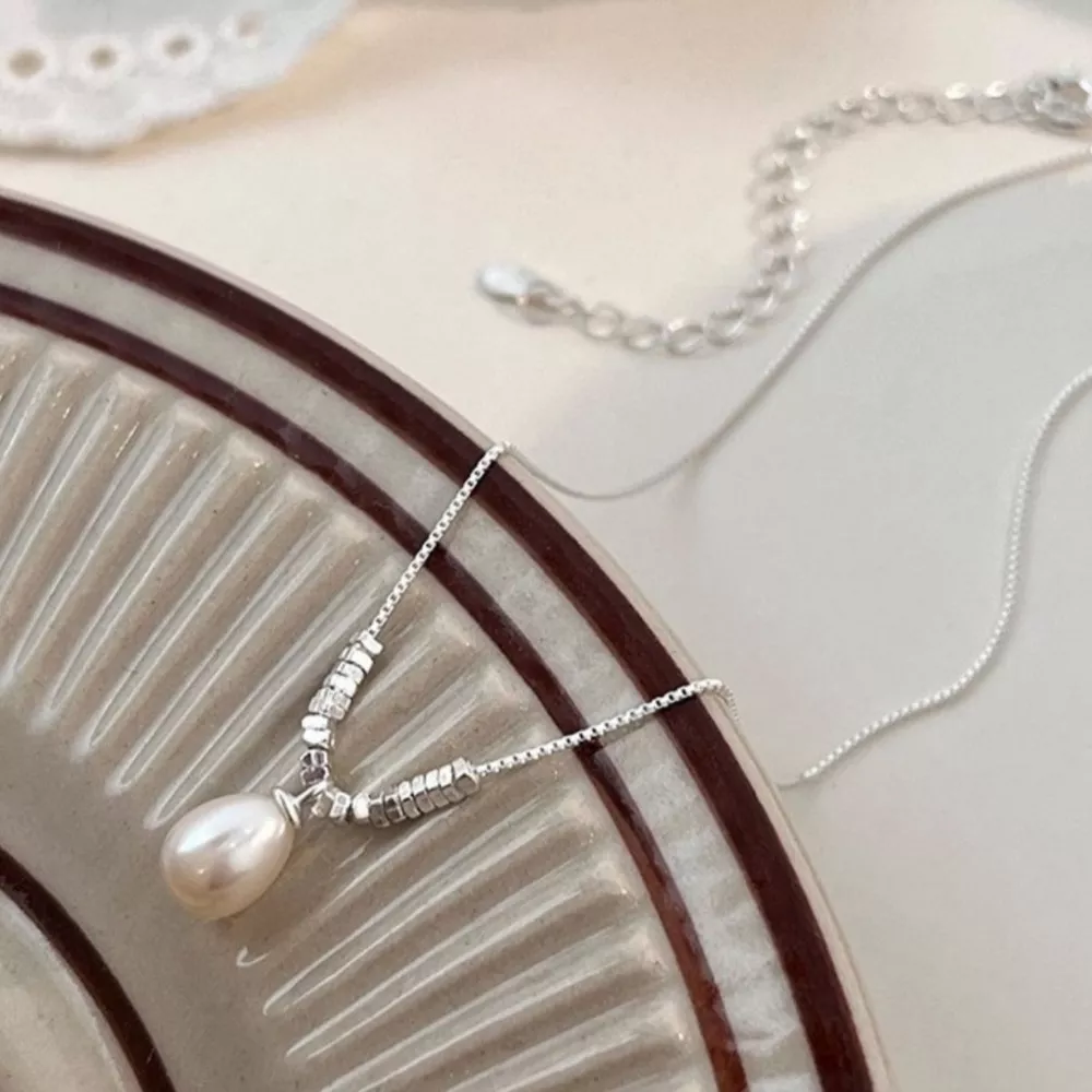 925 Sterling Silver Pearl Drop Necklace, image 6