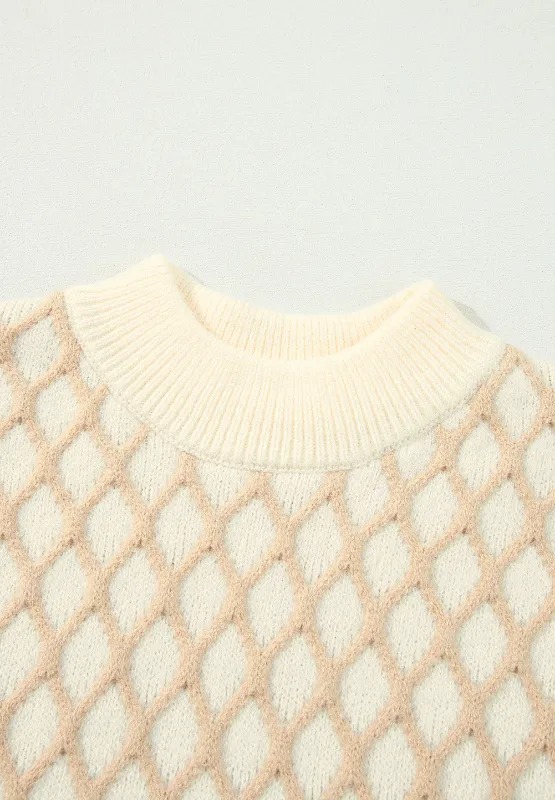 Diamond Pattern Mock Neck Long Sleeve Sweater, image 6