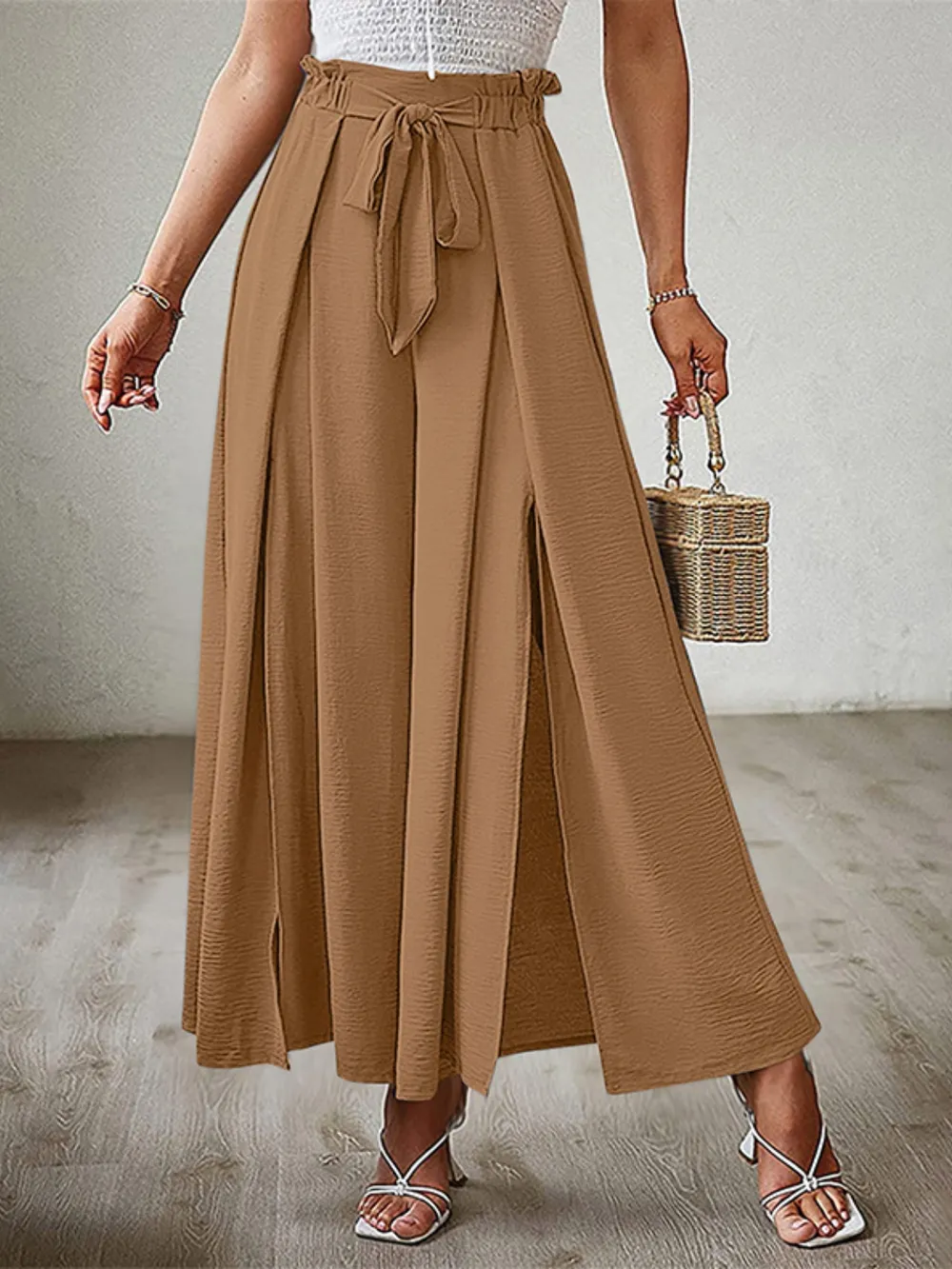 Tied Slit Wide Leg Pants, image 18