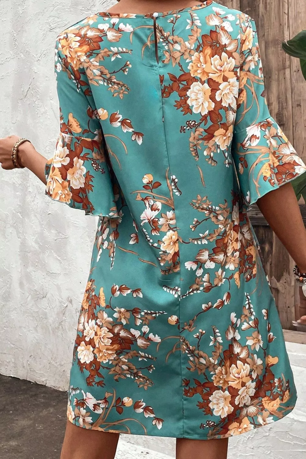 Floral Print Flounce Sleeve Casual Dress, image 3