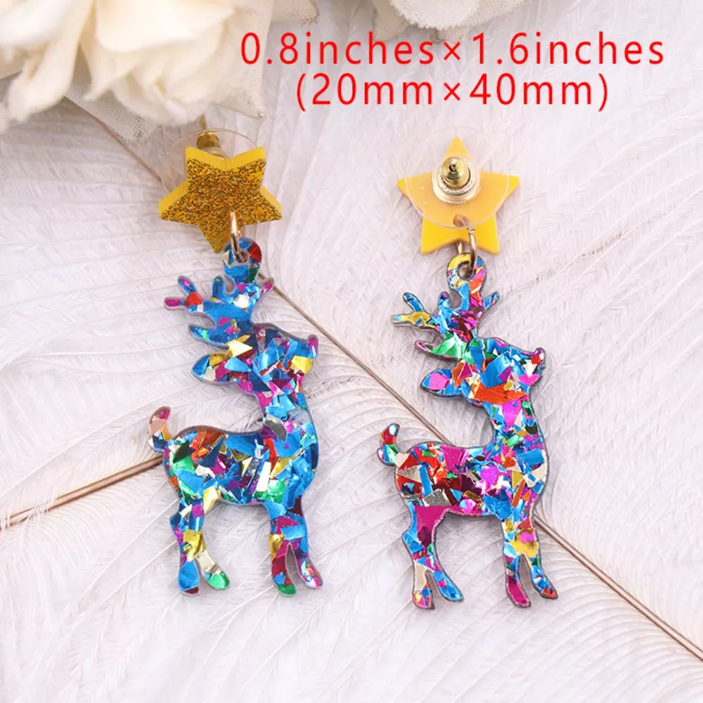 Acrylic Christmas Reindeer Dangle Earrings, image 5