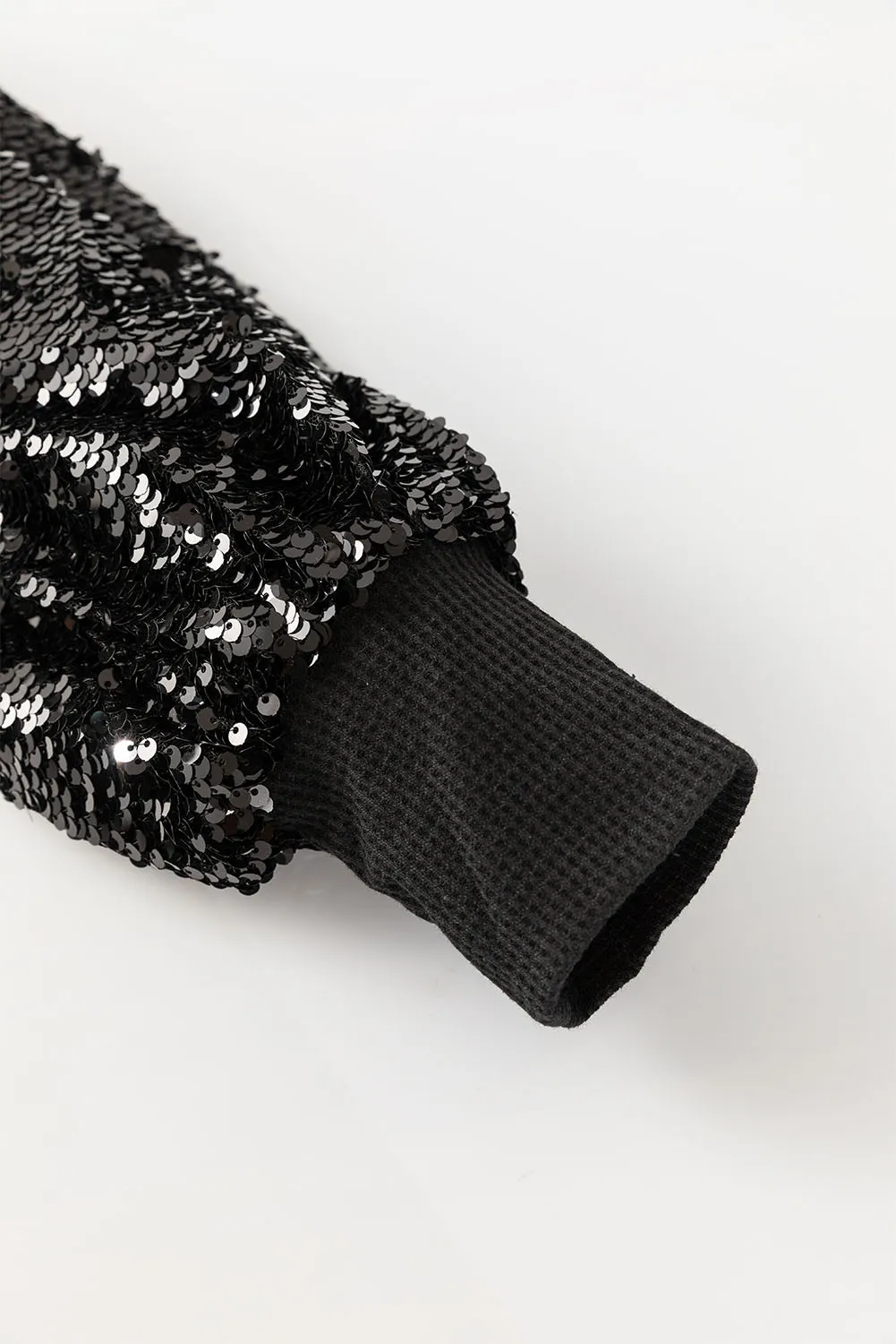 Sequin Boat Neck Long Sleeve Blouse, image 2