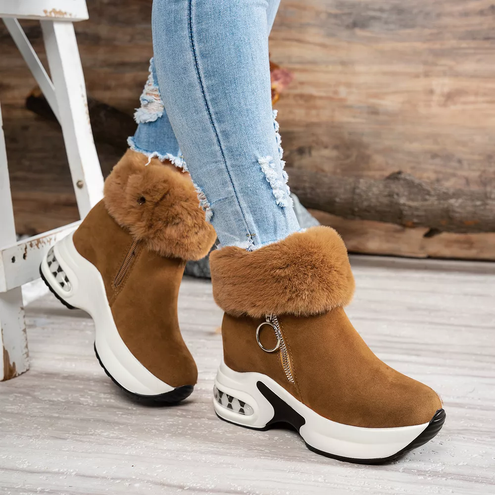 Fuzzy Side Zipper Platform Ankle Boots, image 8