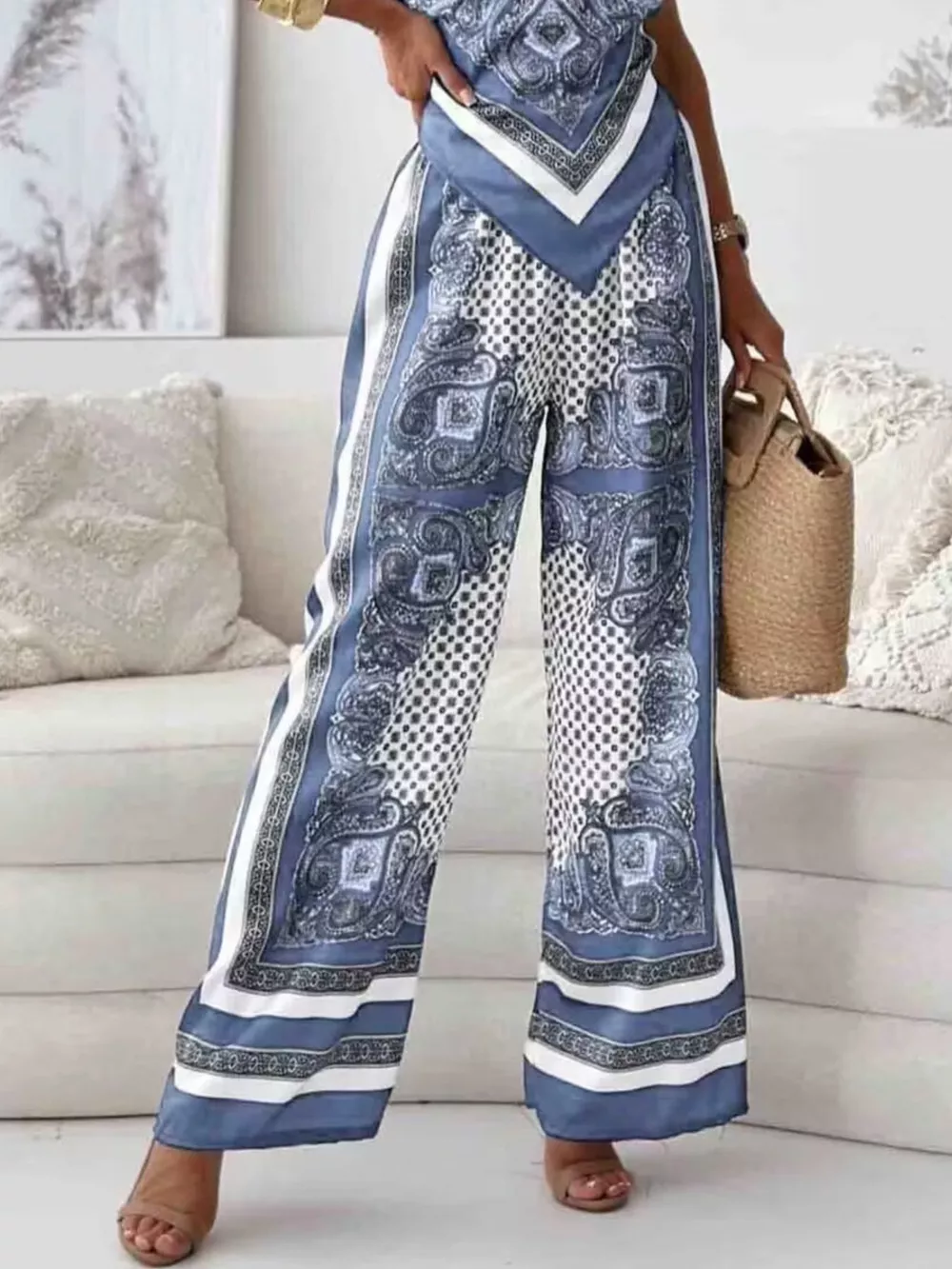 Tie Back Printed Cami and Pants Set, image 3
