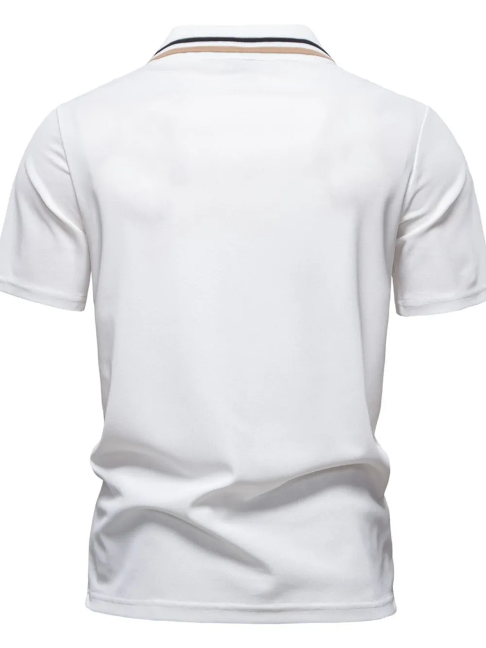 Men's Short Sleeve Collared Neck Striped Polo, image 3