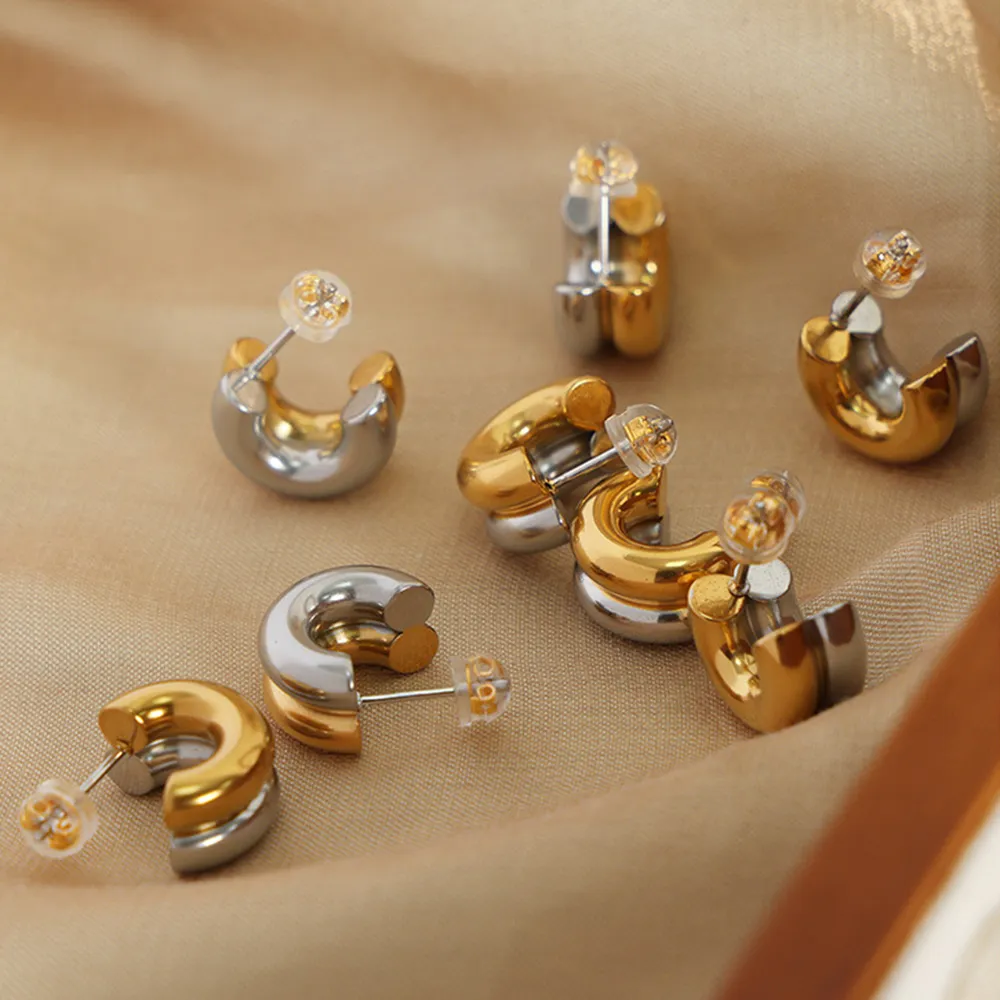 18K Gold-Plated C-Hoop Earrings, image 3