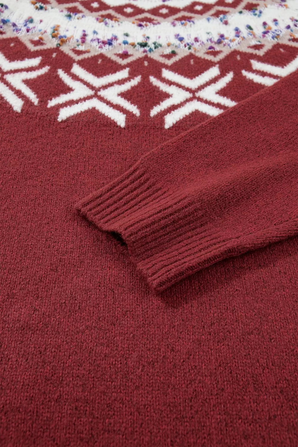 Christmas Theme Geometric Pattern Knit Round Neck Shift Sweater, image 10