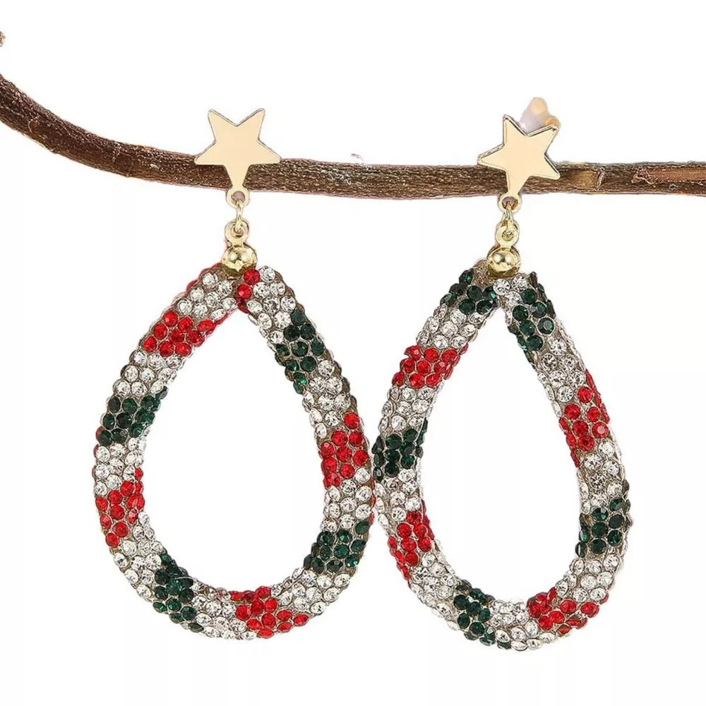 Christmas Rhinestone Teardrop Earrings, image 5