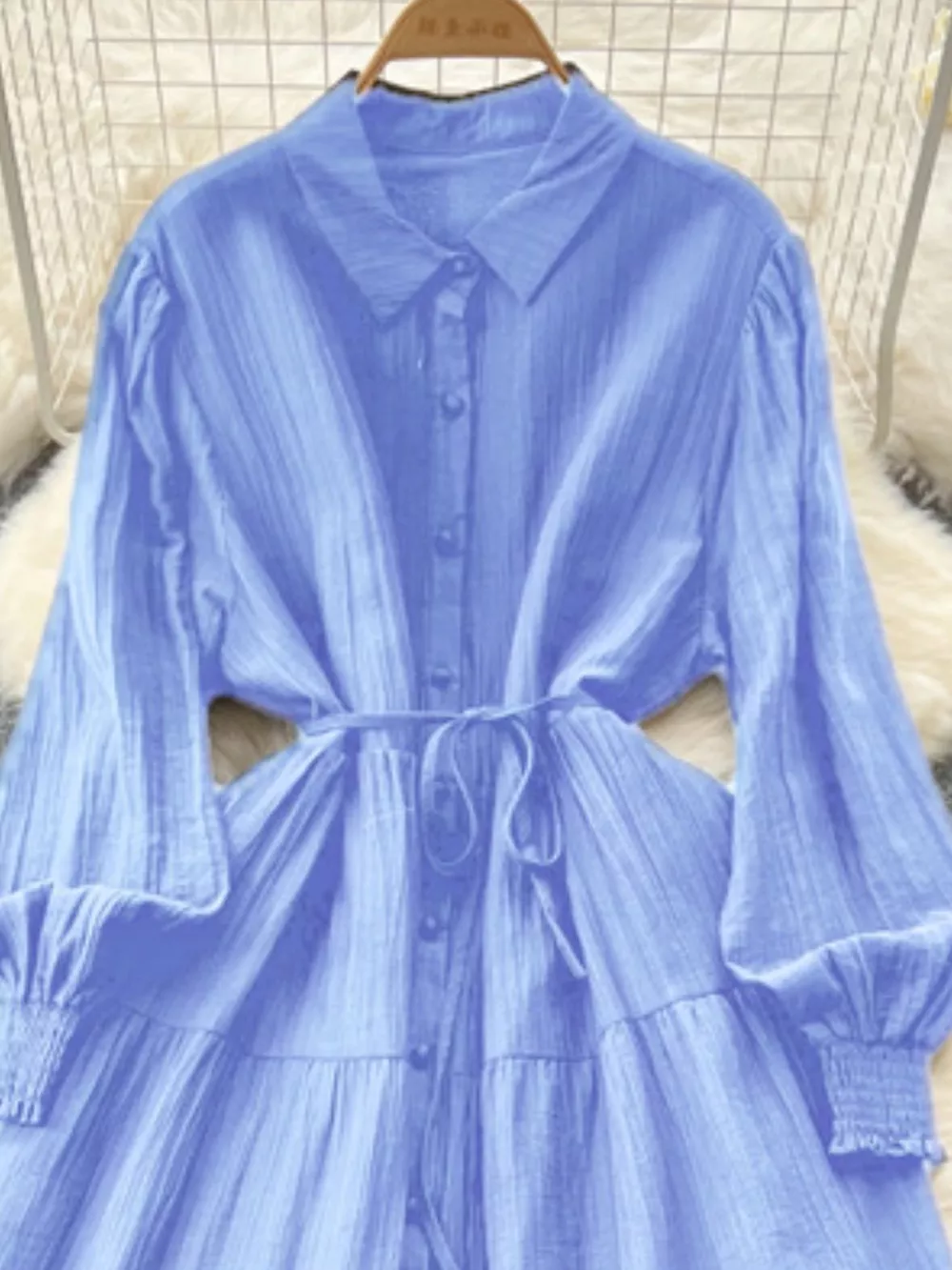 Button Down Tiered Long Sleeve Dress, image 9