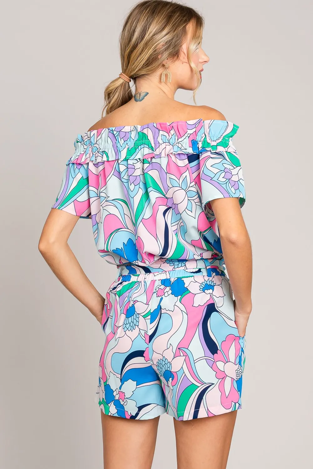 Cotton Bleu by Nu Label Abstracted Print Tie Front Shorts, image 2