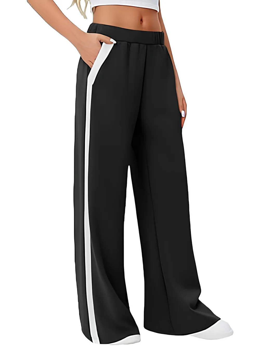 Side Striped Wide Leg Pants, image 5