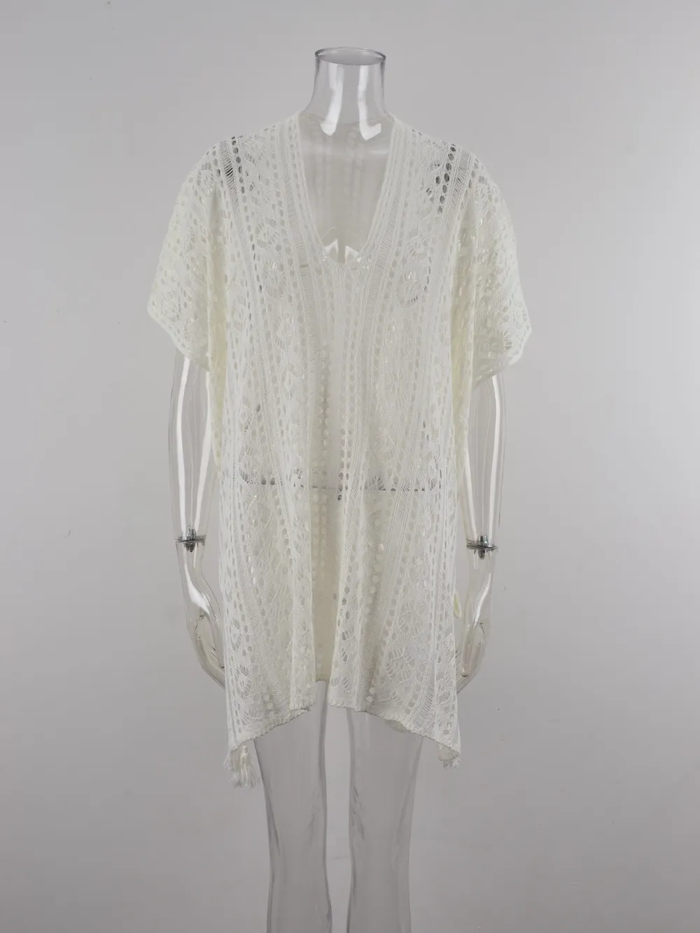 Cutout V-Neck Cover-Up with Tassel, image 6