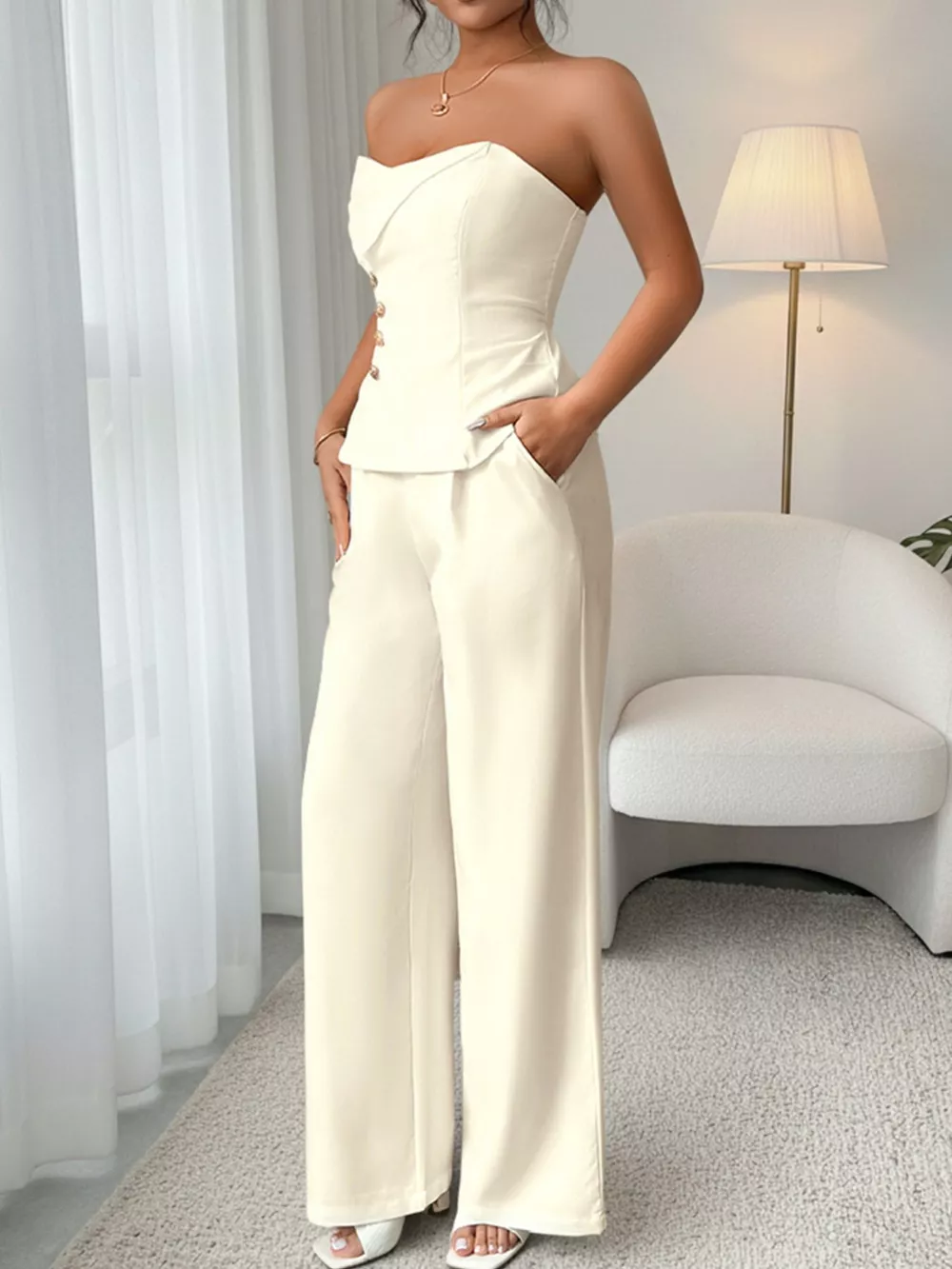 Sweetheart Neck Tube Top and PantsSet, image 3