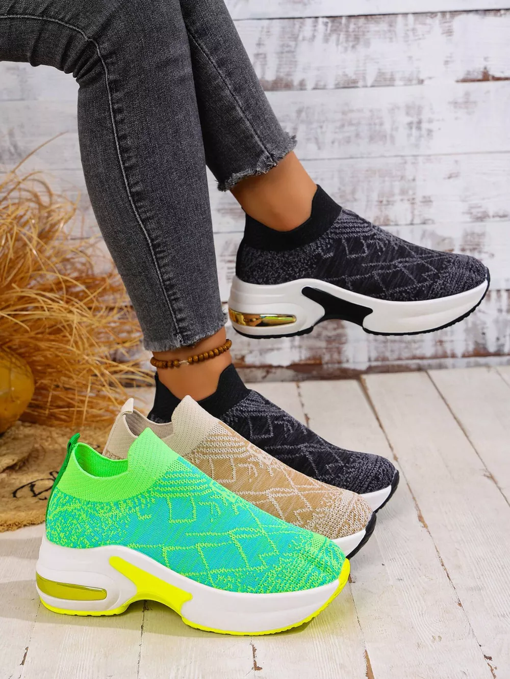 Mesh Round Toe Platform Sneakers, image 2